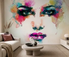 Fototapete Aquarell Gesicht