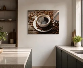 Acrylglasbilder Kaffee und Kaffeebohnen