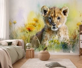 Fototapete Safari-Tiere in Aquarell
