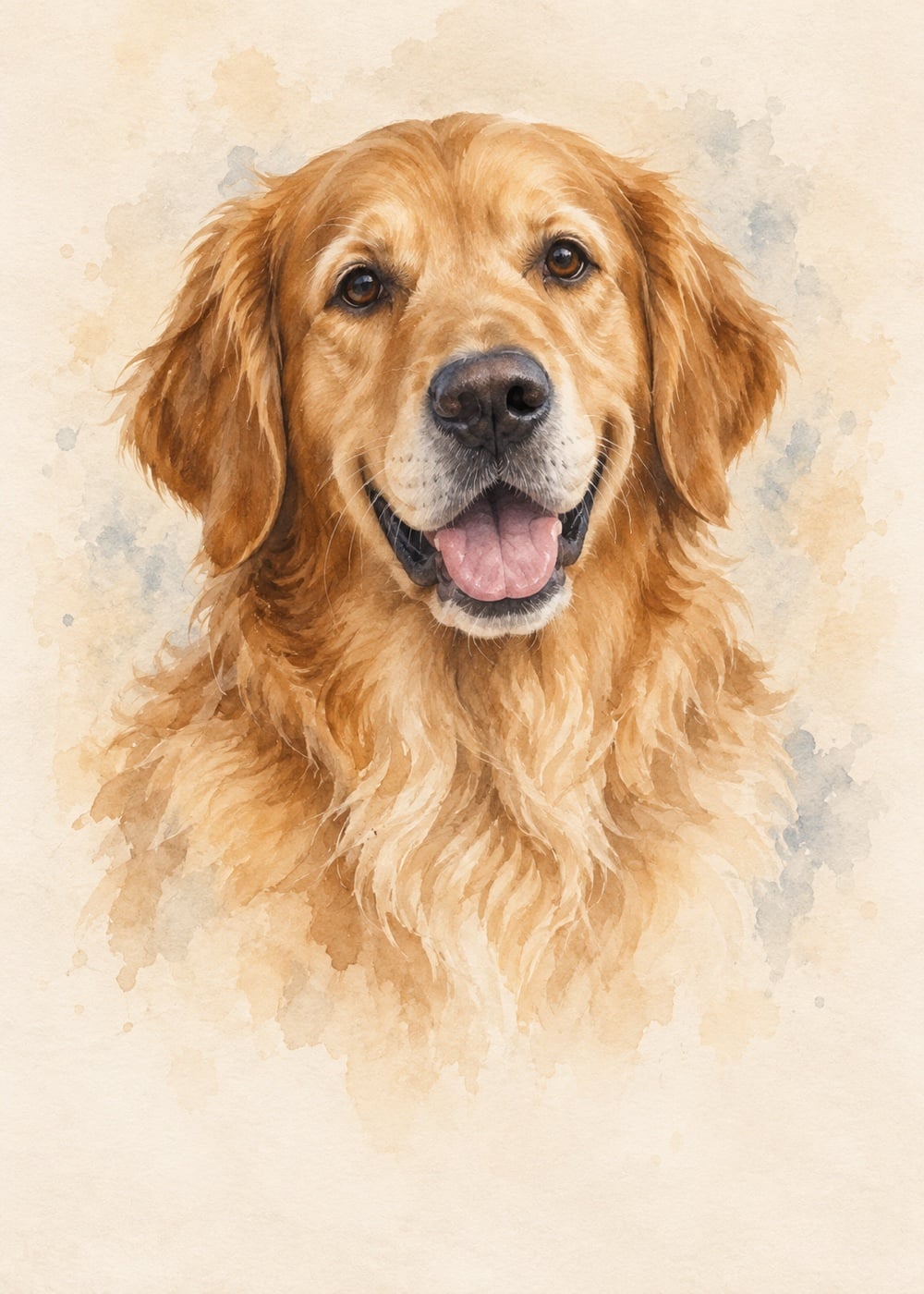 Beispiel eines Aquarellporträts eines Golden Retrievers