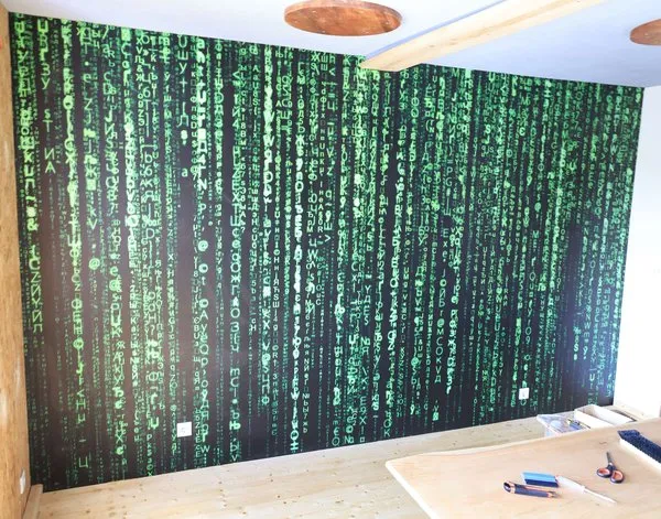 Fototapete Fototapete Grüner Matrix Code Digitaler Datenstrom — Inspiration unserer Kunden