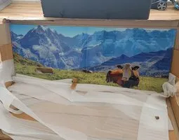 Küchenrückwand glas motiv Kühe auf saftiger Alpenwiese
