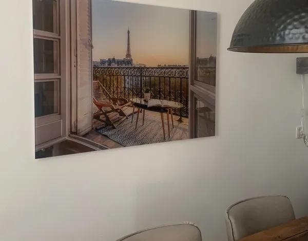 Glasbild Glasbilder Pariser Balkon mit Eiffelturmblick — Inspiration unserer Kunden